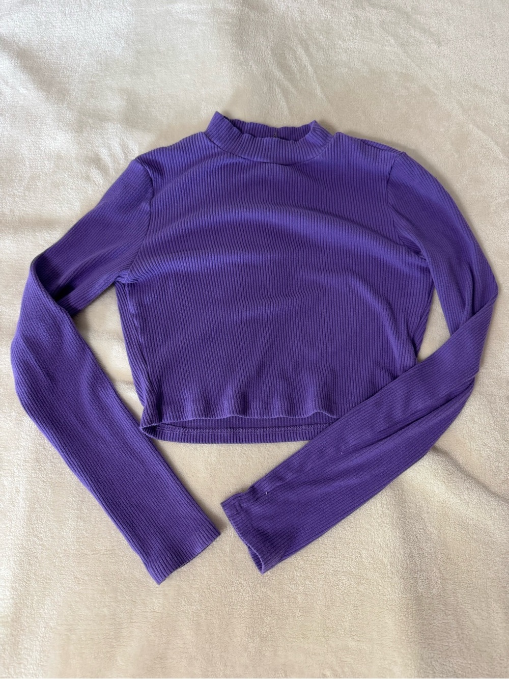 purple cropped long sleeve top